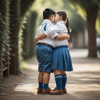 school boy kissing AI  images