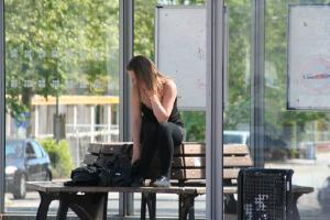 Young woman in public 1