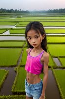 Hard working girls in the rice field