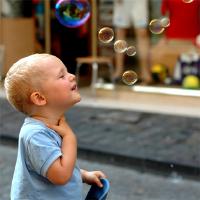 Kids with soap bubbles