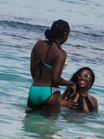 Candid of Two Black Girls on the Beach